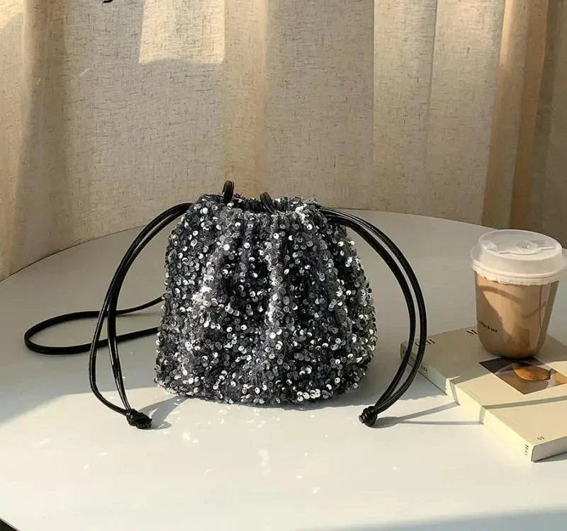Glitter Bucket Crossbody Tasje met Pailletten
