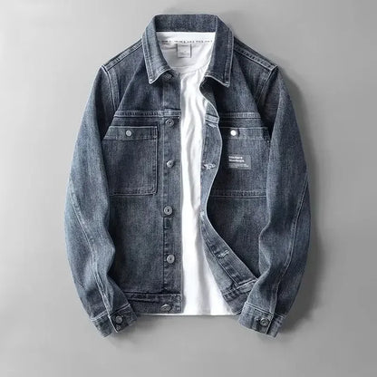 Klassieke Blauwe Denim Jas Met Knoopsluiting