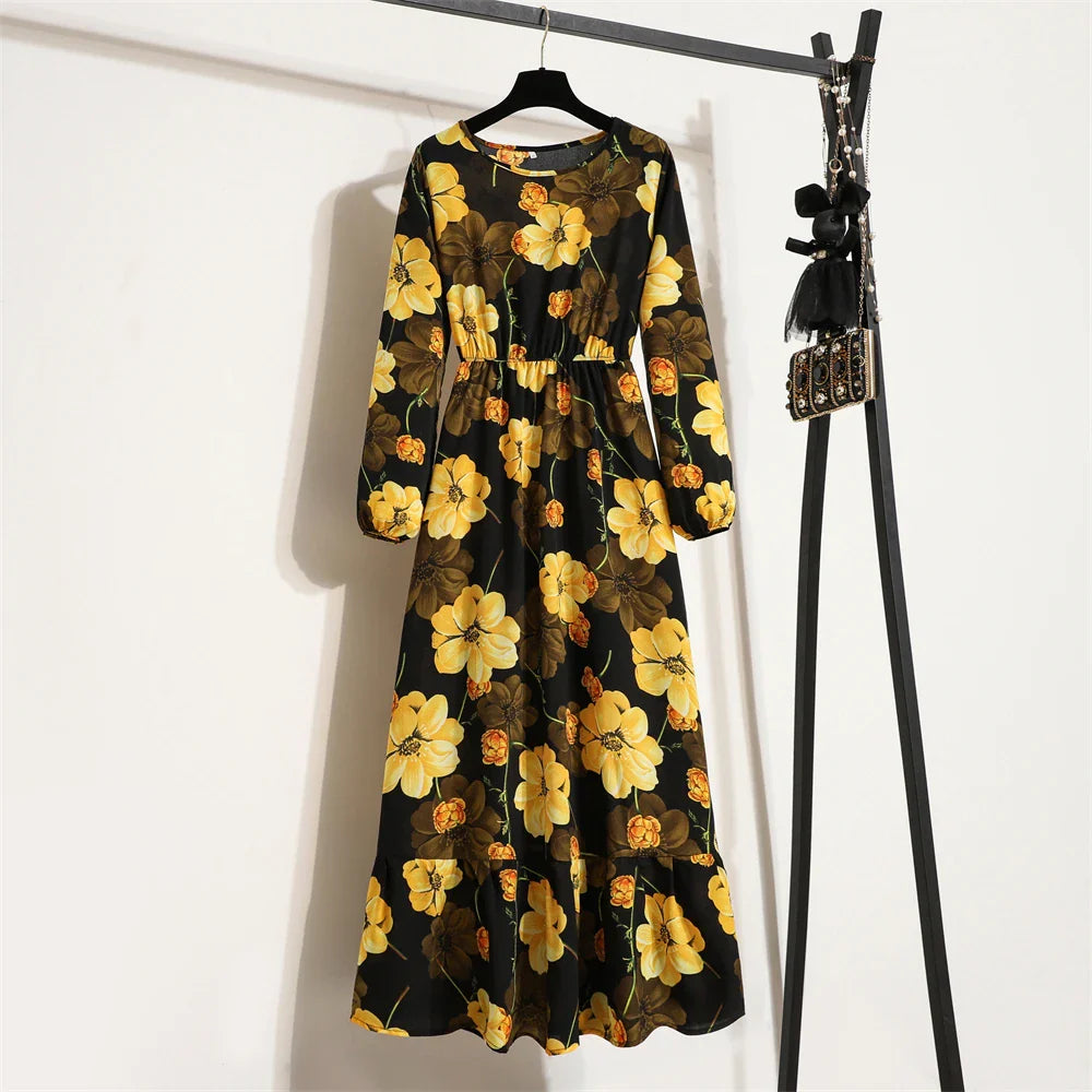 Elegante Zomerjurk Bloemenprint Lange Jurk voor Vrouw