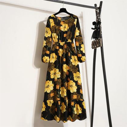 Elegante Zomerjurk Bloemenprint Lange Jurk voor Vrouw