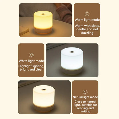 Nachtlamp LED USB 8.5cm Dimbaar ABS Wit Touch Bedlamp Slaapkamer Bureau Sfeerverlichting Compact Lampje