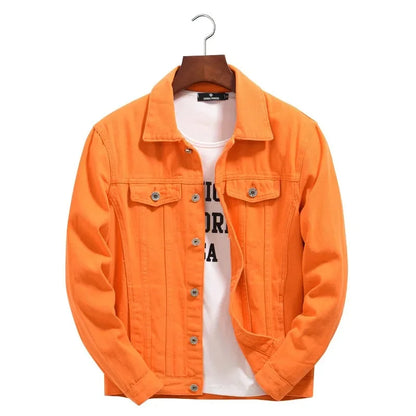 Denim Jas Heren Oranje Losse Fit Casual - StudioMarella