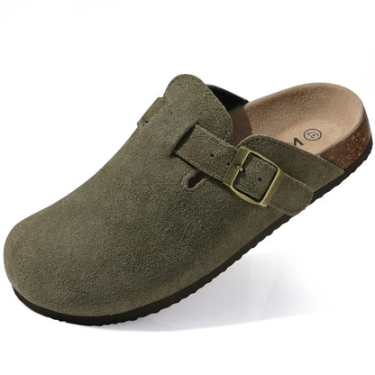 Leren Slippers voor Dames met Kurksok
