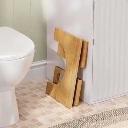 Inklapbare Bamboe Toiletsteun met Antislip Voetjes 41×27×18cm voor Stabiele Houding en Comfort