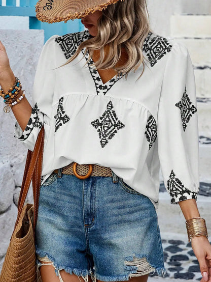 Dames Blouse Retro Print Vrouwelijk Kleding