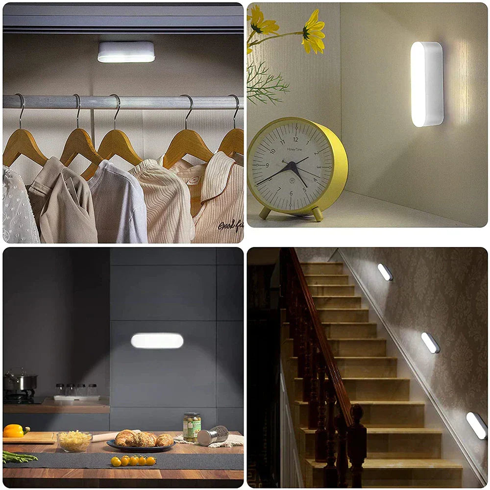 LED Wandlamp Bewegingssensor Oplaadbaar 14cm Wit Nachtlamp Gang Trap USB Draadloos Sensorlamp Kast Verlichting