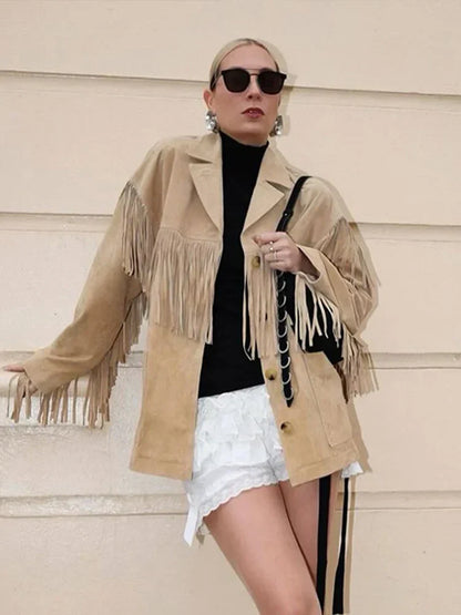 Suède Jas met Franje Westers Stijl Boho Look