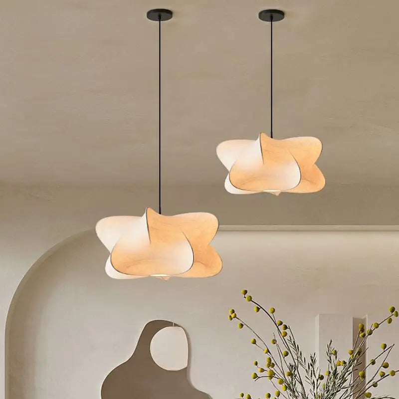 Hanglamp Wabi Sabi Zijde Metaal Beige E27 Eettafel Woonkamer Organisch Design Japandi Interieur Zachte Verlichting