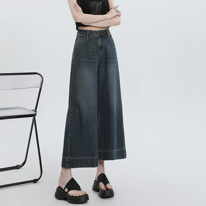 Blauwe Wijde Jeans voor Vrouw Zomerse Stijl