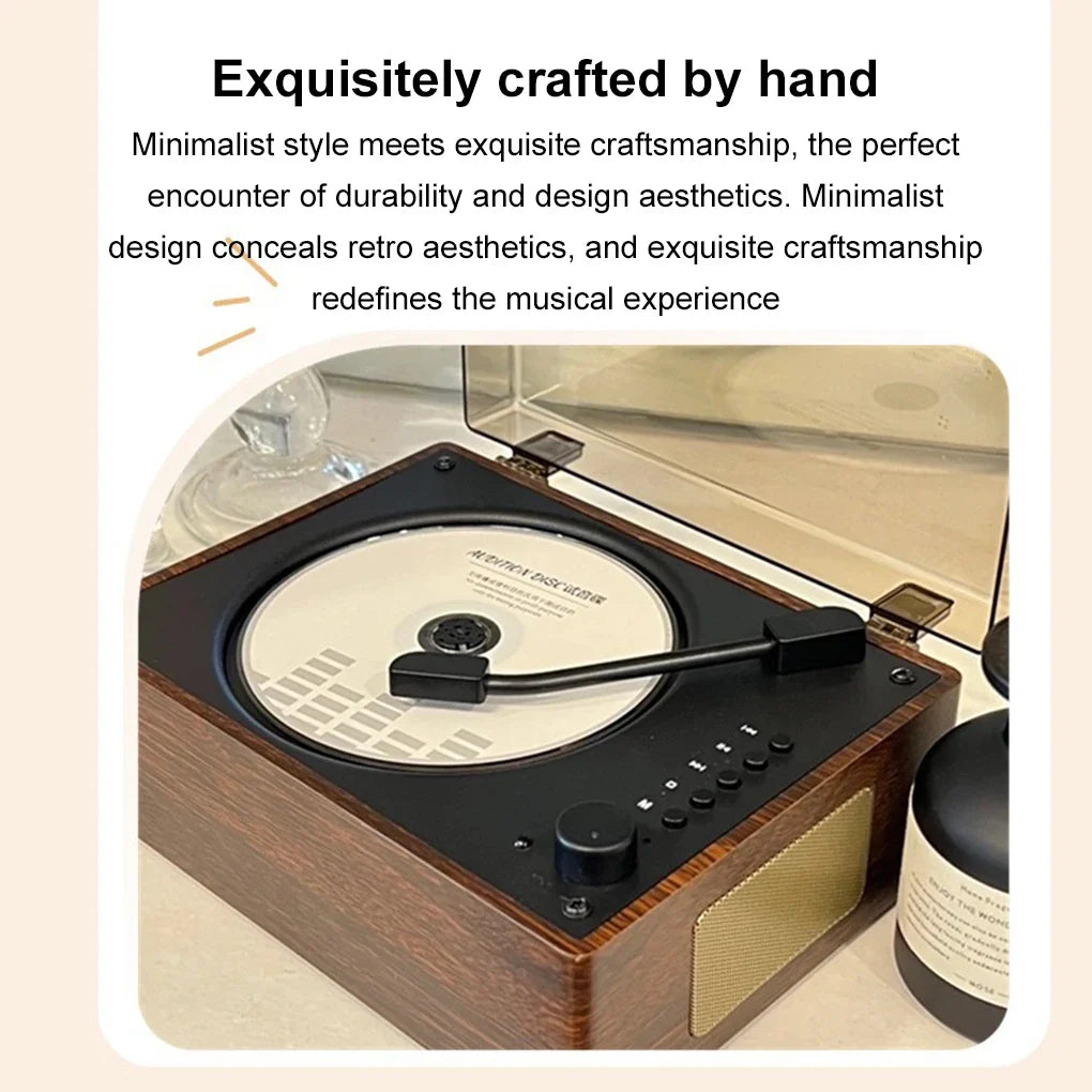 Retro CD-speler Bluetooth 5.1 Draagbaar Hout USB AUX Woonkamer Slaapkamer Muziekspeler Oplaadbaar Afstandsbediening Vintage