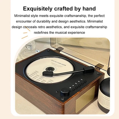 Retro CD-speler Bluetooth 5.1 Draagbaar Hout USB AUX Woonkamer Slaapkamer Muziekspeler Oplaadbaar Afstandsbediening Vintage