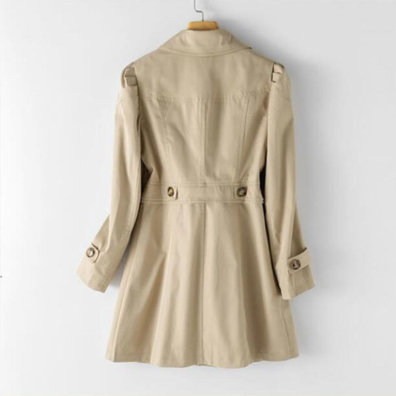 Dames Trenchcoat Middellang Met Enkele Knopen