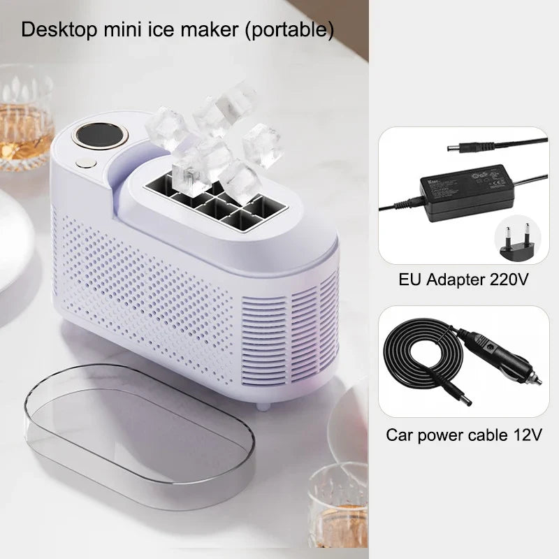 IJsmachine Compact Automatisch ABS Aluminium 120W Draagbaar Thuis Kantoor Camping Ijsblokjes Maker Mini Desktop Snel IJsblokjesmachine