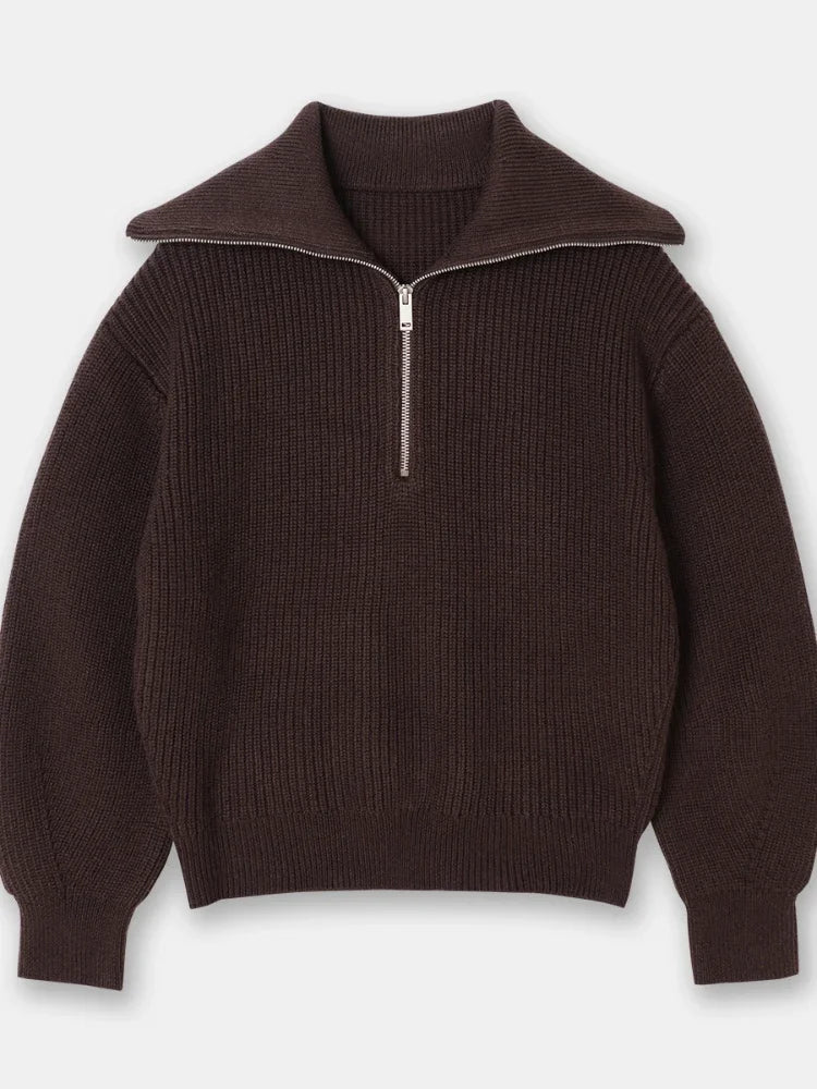 Dames Trui Wijd Met Turtleneck En Gestreepte Details