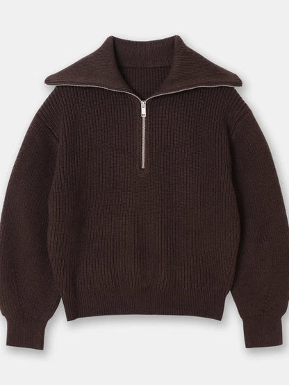 Dames Trui Wijd Met Turtleneck En Gestreepte Details