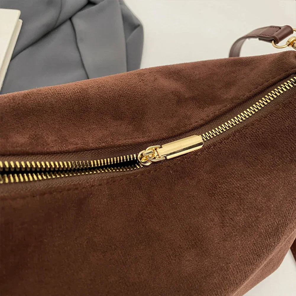 Luxe Suede Handtas Zwart Elegante Vrouwentas