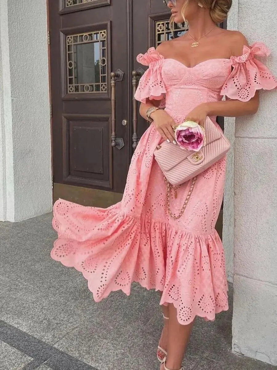 Rode Feestjurk Off-shoulder Prinsessenjurk voor Meisjes - StudioMarella