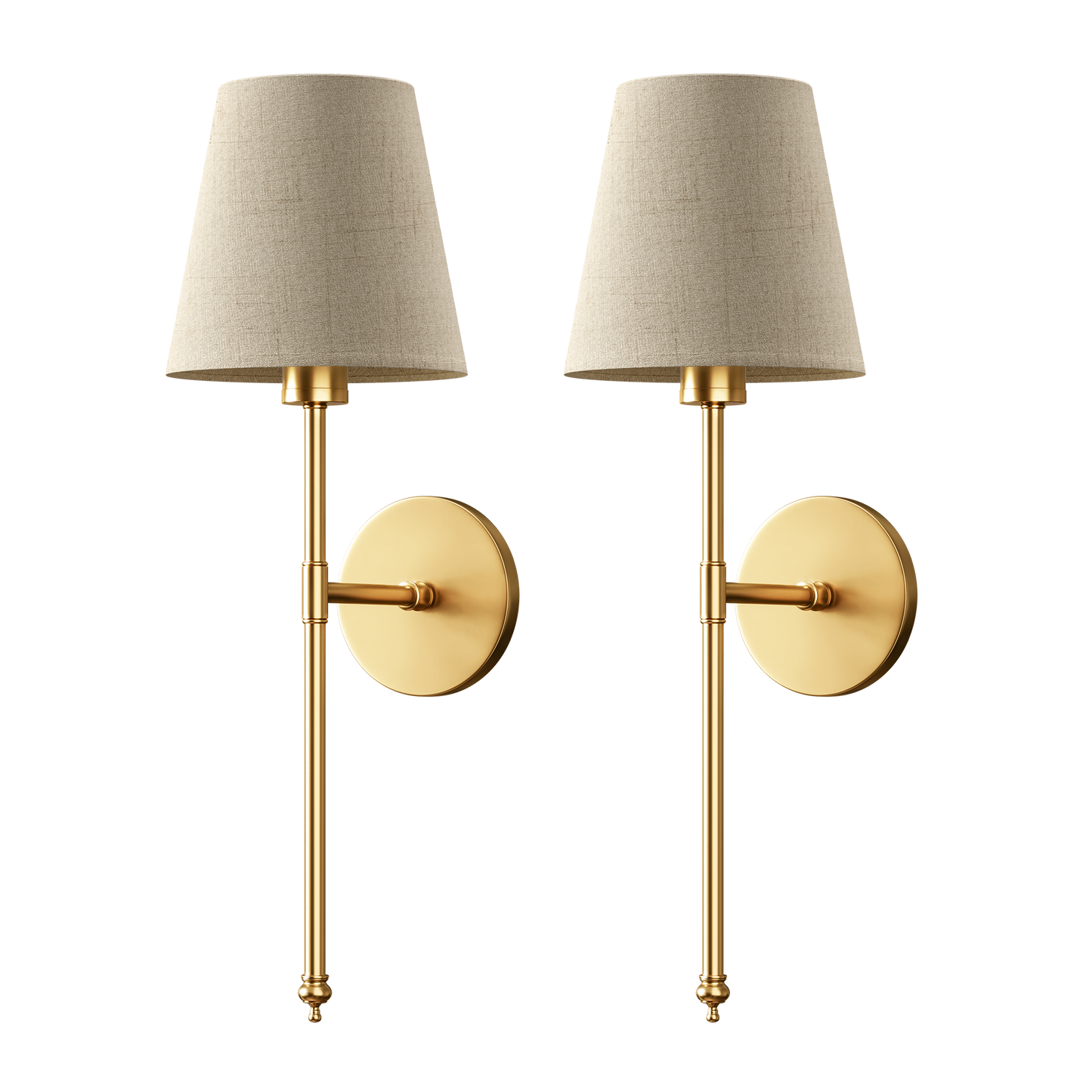 Wandlamp Goud Linnen Kap Set 2 Draadloos Afstandsbediening Dimbaar RGB Slaapkamer Woonkamer