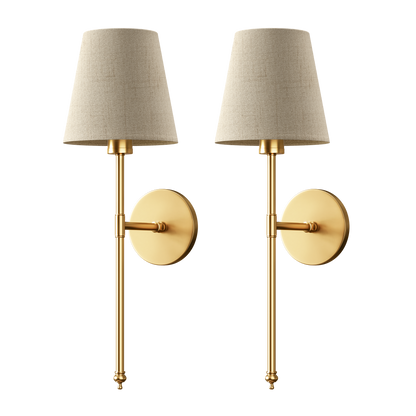 Wandlamp Goud Linnen Kap Set 2 Draadloos Afstandsbediening Dimbaar RGB Slaapkamer Woonkamer