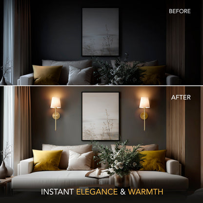 Wandlamp Goud Linnen Kap Set 2 Draadloos Afstandsbediening Dimbaar RGB Slaapkamer Woonkamer