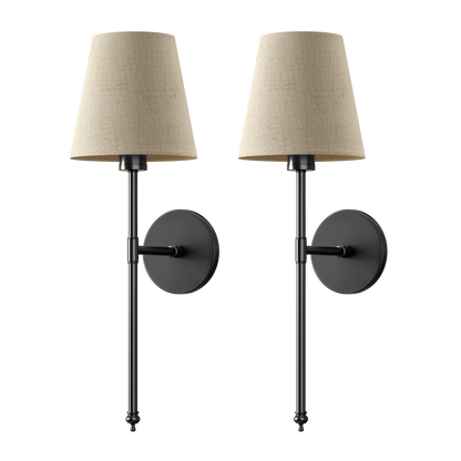 Wandlamp Goud Linnen Kap Set 2 Draadloos Afstandsbediening Dimbaar RGB Slaapkamer Woonkamer