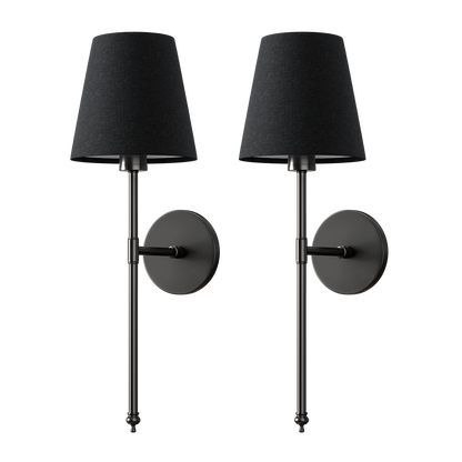 Wandlamp Goud Zwarte Kap Set 2 Draadloos Afstandsbediening Dimbaar RGB Slaapkamer Woonkamer