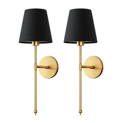 Wandlamp Goud Zwarte Kap Set 2 Draadloos Afstandsbediening Dimbaar RGB Slaapkamer Woonkamer
