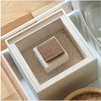 Rijstcontainer Hinoki Hout Japans 5kg Acryl Deksel Maatbeker Keuken Opbergen