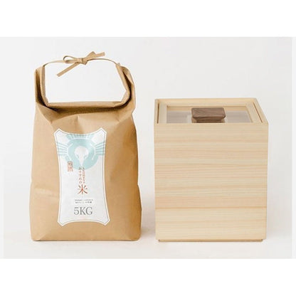 Rijstcontainer Hinoki Hout Japans 5kg Acryl Deksel Maatbeker Keuken Opbergen