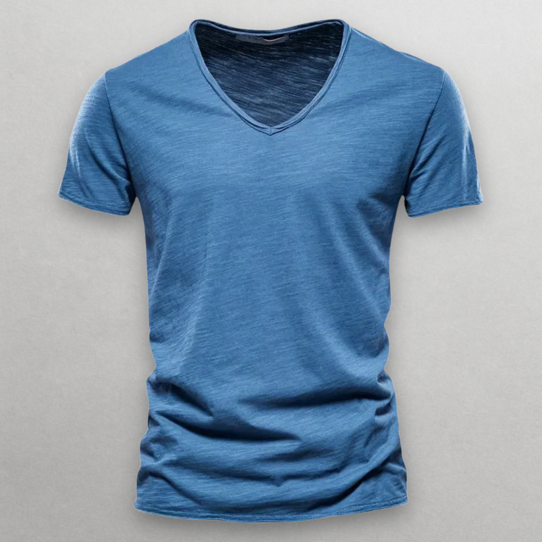Katoenen Heren T-Shirt Slim Fit V-Hals - StudioMarella