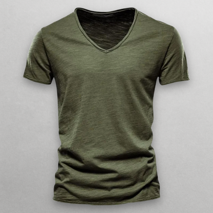 Katoenen Heren T-Shirt Slim Fit V-Hals