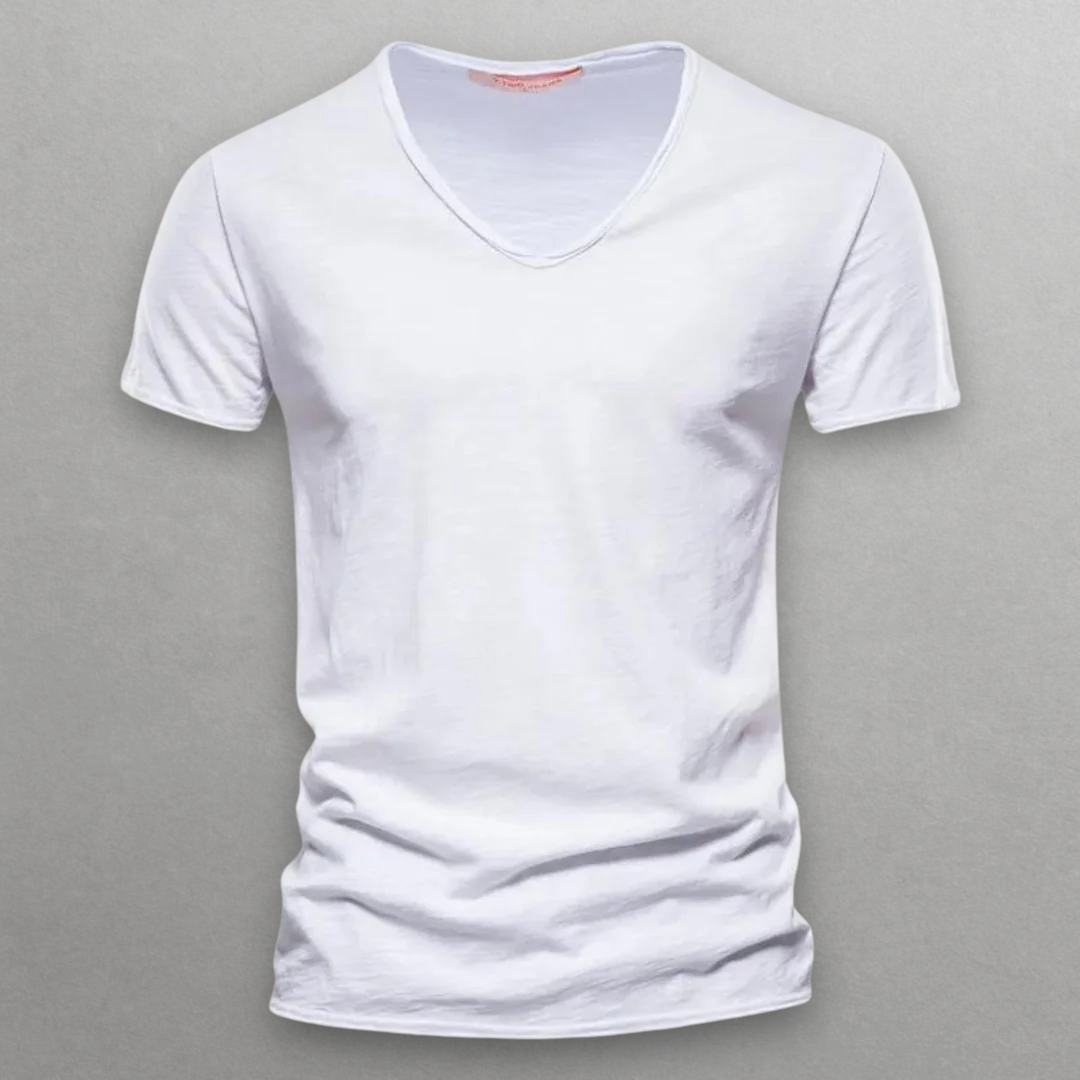 Katoenen Heren T-Shirt Slim Fit V-Hals