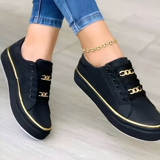 Dames Sneakers met Ketting en Platform Zool – Casual Dagelijkse Schoenen - StudioMarella