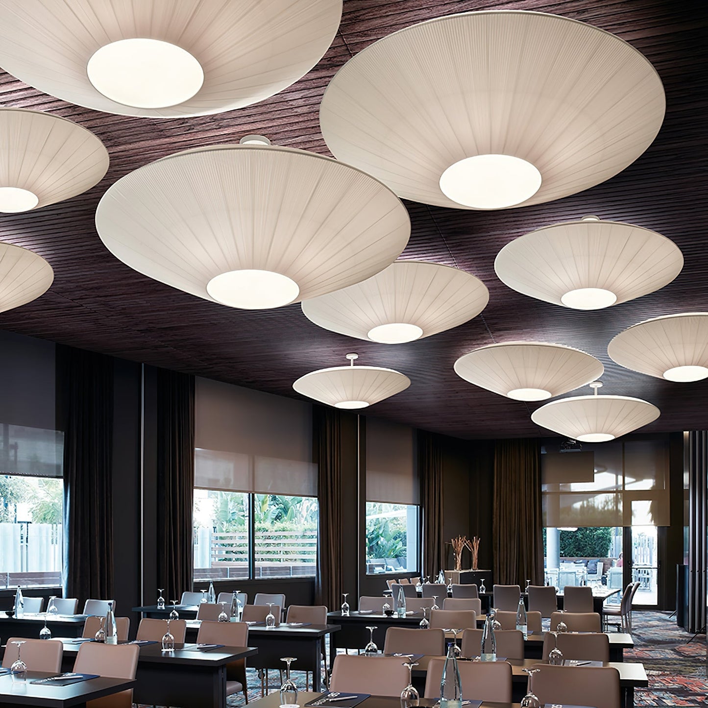Plafondlamp Oosterse Stijl Stoffen Kap Zachte Verlichting voor Eetkamer Woonkamer Dimbaar 3 Maten