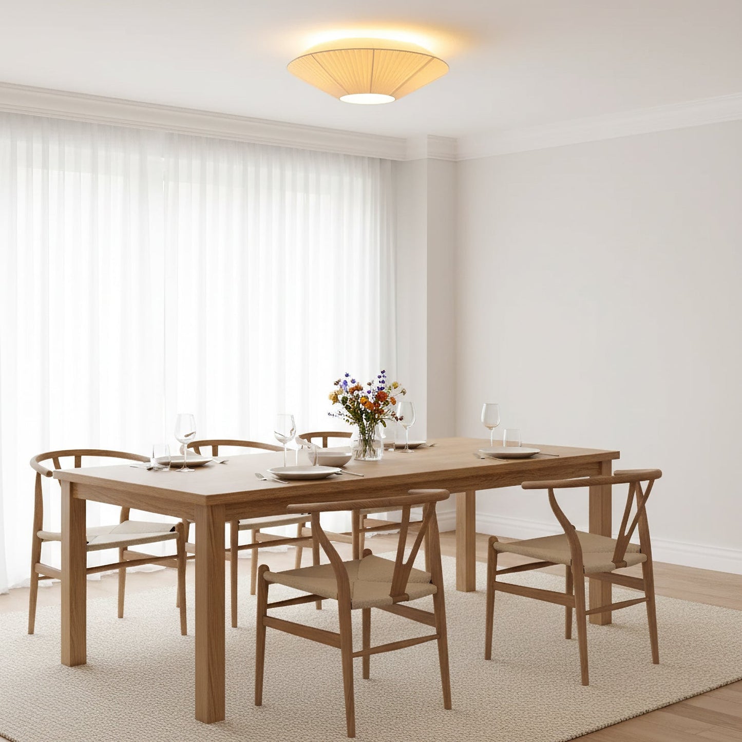 Plafondlamp Oosterse Stijl Stoffen Kap Zachte Verlichting voor Eetkamer Woonkamer Dimbaar 3 Maten