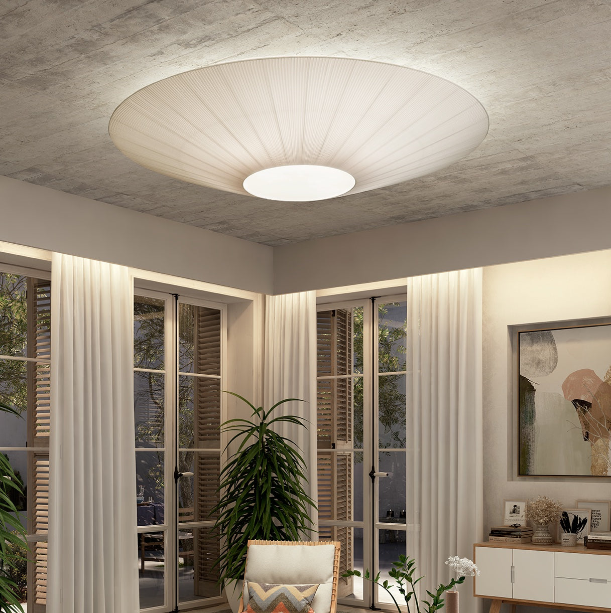 Plafondlamp Oosterse Stijl Stoffen Kap Zachte Verlichting voor Eetkamer Woonkamer Dimbaar 3 Maten