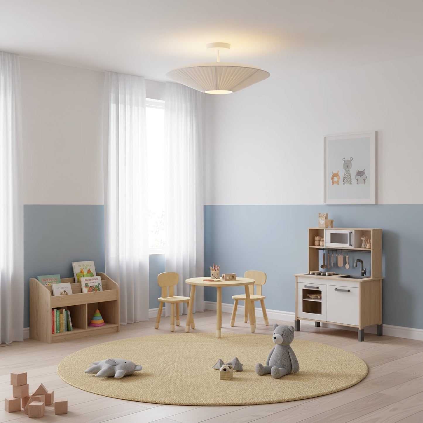 Plafondlamp Oosterse Stijl Stoffen Kap Zachte Verlichting voor Eetkamer Woonkamer Dimbaar 3 Maten