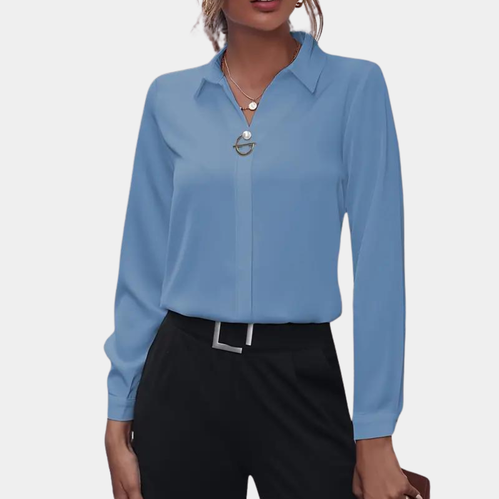 Dames Blouse Lange Mouwen Ritssluiting Klassiek Model