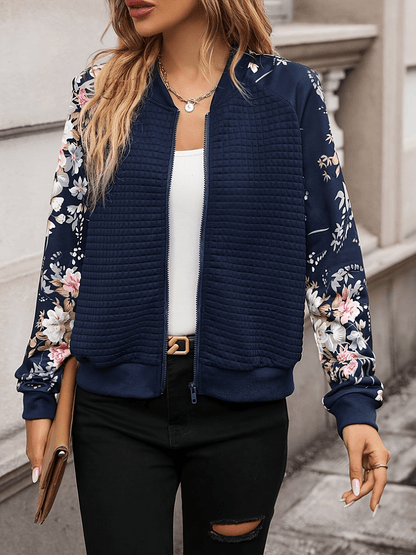 Dames Bomberjack Bloemenprint Lichtgewicht en Casual