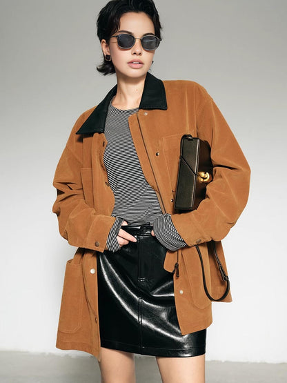 Oversized Winterjas Dames Suède Lichtgewicht