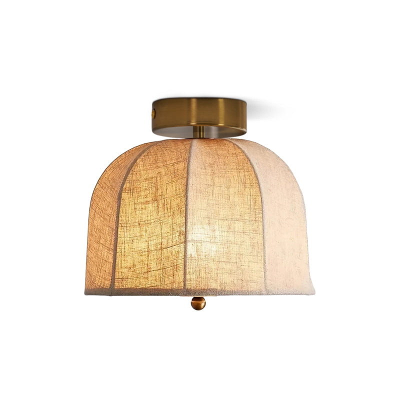 Linnen plafondlamp met gouden ijzeren frame rustiek design warm sfeerlicht voor slaapkamer woonkamer hal entree landelijk