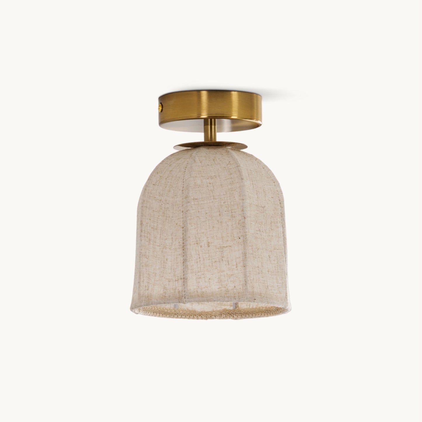 Linnen plafondlamp met gouden ijzeren frame rustiek design warm sfeerlicht voor slaapkamer woonkamer hal entree landelijk