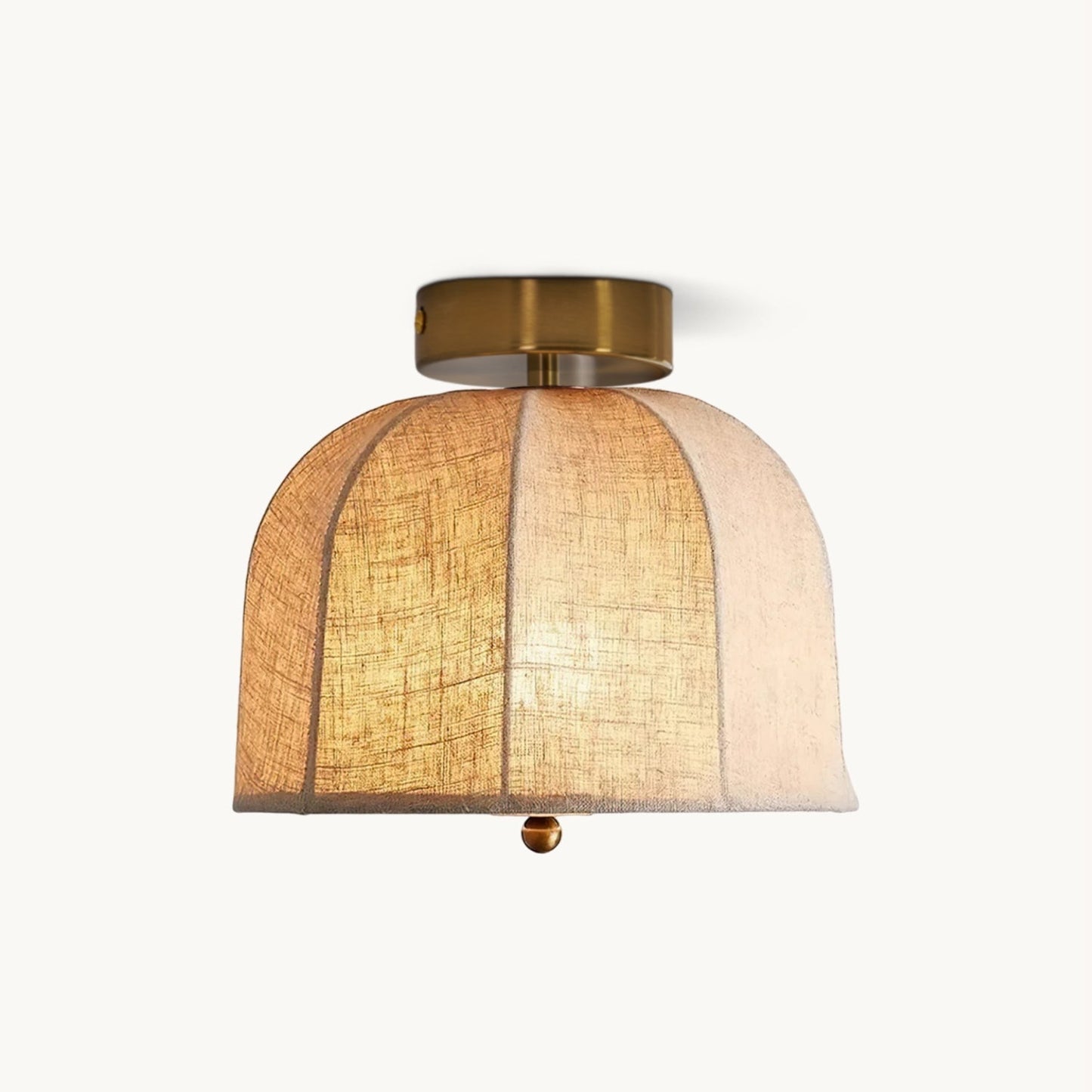 Linnen plafondlamp met gouden ijzeren frame rustiek design warm sfeerlicht voor slaapkamer woonkamer hal entree landelijk