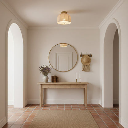 Linnen plafondlamp met gouden ijzeren frame rustiek design warm sfeerlicht voor slaapkamer woonkamer hal entree landelijk