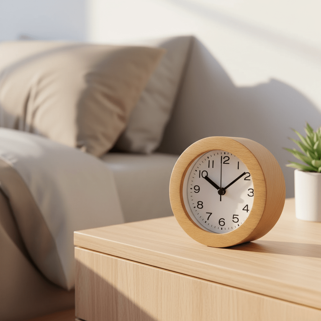 Houten Wekker Analoog Stil Uurwerk Natuurlijke Afwerking Minimalistisch Design