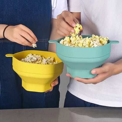 Opvouwbare Magnetron Popcornbak Herbruikbaar Siliconen met Deksel