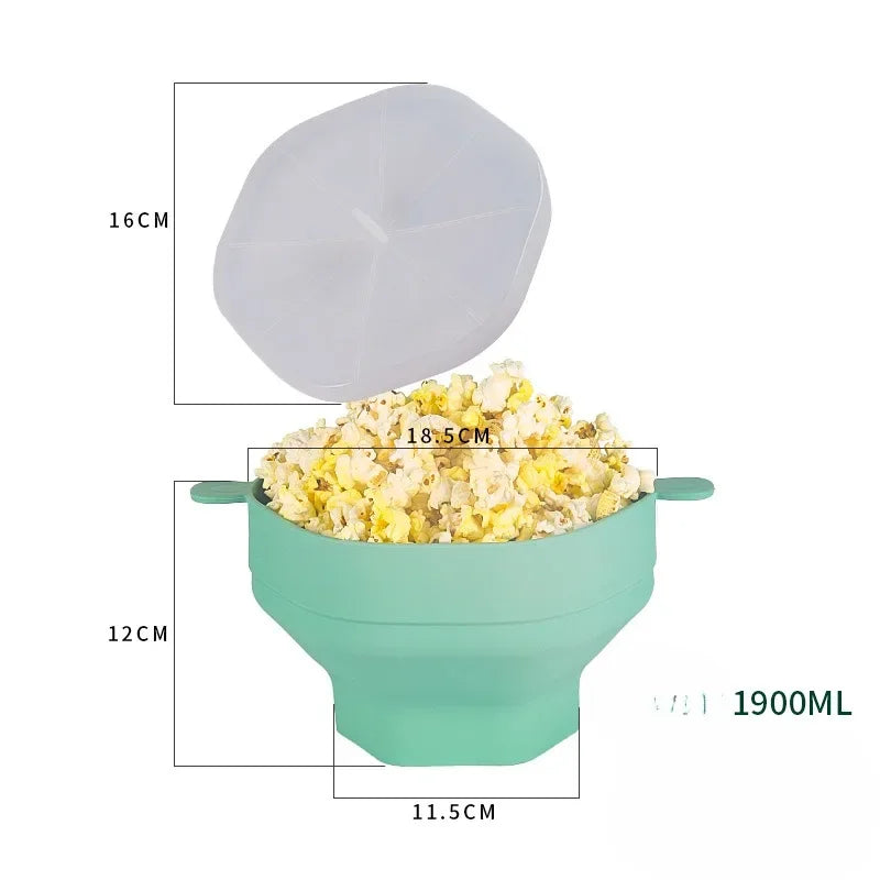 Opvouwbare Magnetron Popcornbak Herbruikbaar Siliconen met Deksel