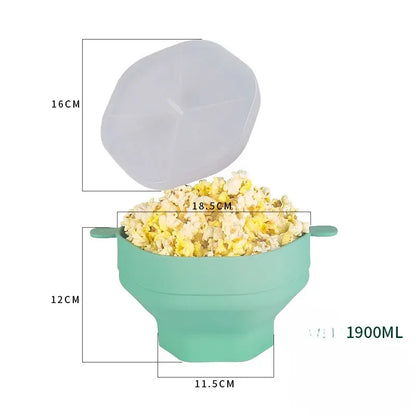 Opvouwbare Magnetron Popcornbak Herbruikbaar Siliconen met Deksel