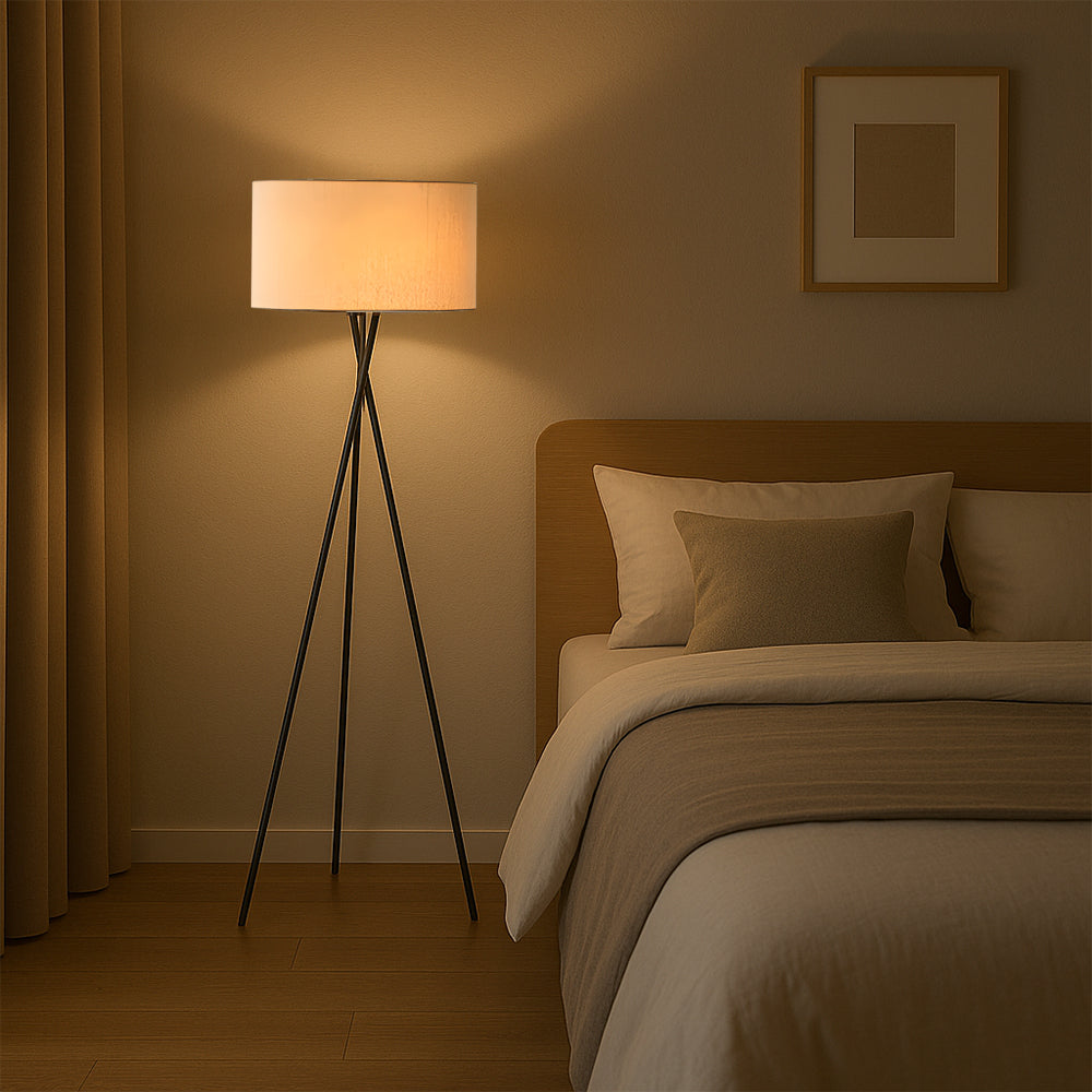 Zijden vloerlamp Ø42 x H160 cm warm wit slaapkamer leeslamp staande lamp