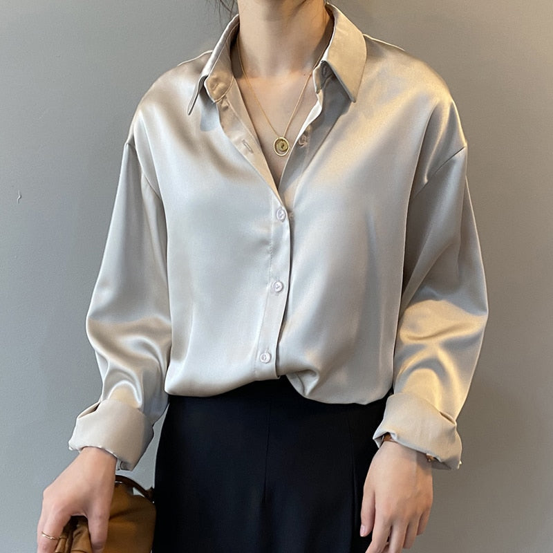 Vrouwelijke Zijden Blouse Vintage Stijl